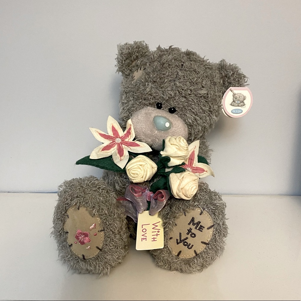Me To You Teddy Bear Plush Toy Grey With Flowers